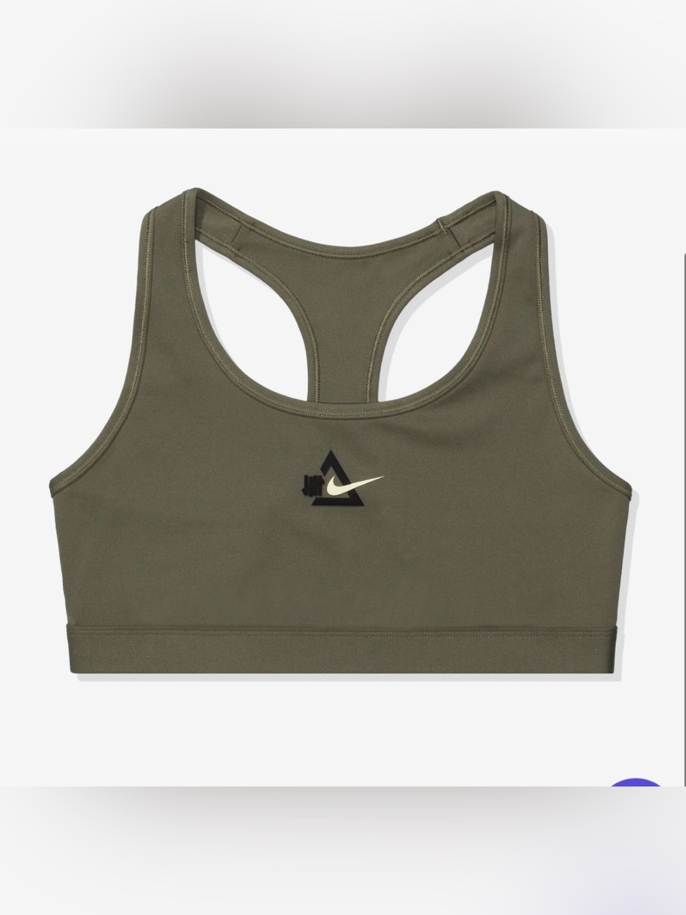 UACTP X NIKE WOMENS MEDIUM
SUPPORT UNPAD BRA - MEDIUM OLIVE SIZE SMALL